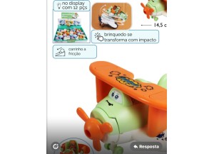 AVIÃOZINHO DUPLA ASA VIRA ROBO A FRICÇÃO CP173841